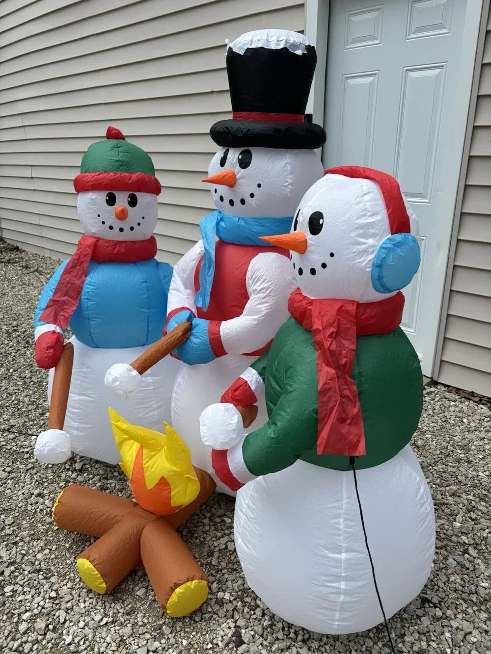 Christmas Inflatable Snowman Family Roasting Marshmallows 5 FT Holiday